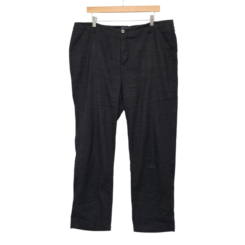 NYDJ Black Linen Blend Straight Leg Pants Women Size 16